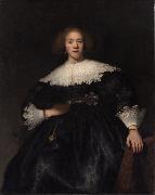 REMBRANDT Harmenszoon van Rijn Portrait of a woman with a fan (mk33) oil on canvas